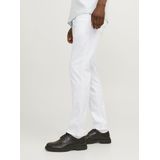 Heren JACK & JONES Chino Broek Stretch Pantalon Taps Toelopende Pasvorm Slim Fit Look JPSTMARCO JJBOWIE, Colour:White, Pant Size:28W / 30L, Beenlengte: