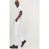 Heren JACK & JONES Chino Broek Stretch Pantalon Taps Toelopende Pasvorm Slim Fit Look JPSTMARCO JJBOWIE, Colour:White, Pant Size:28W / 30L, Beenlengte: