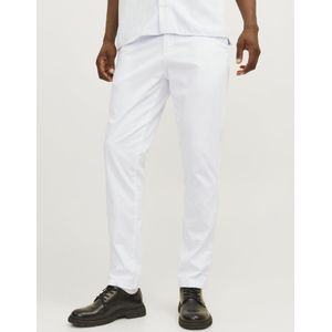 Heren JACK & JONES Chino Broek Stretch Pantalon Taps Toelopende Pasvorm Slim Fit Look JPSTMARCO JJBOWIE, Colour:White, Pant Size:28W / 30L, Beenlengte: