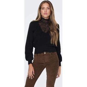 ONLY ONLREBECCA LS Mix Highneck CC KNT trui, zwart, M, Schwarz, M
