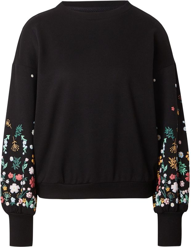 ONLY - Onlbrooke L/S O-hals Flower Swt - Sweater - Zwart - 1 stuk