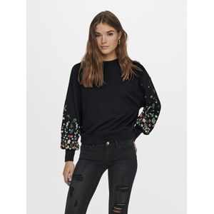 ONLY - Onlbrooke L/S O-hals Flower Swt - Sweater - Zwart - 1 stuk