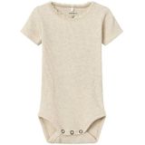 Korte Mouwen Romper - Zacht Jersey - O-hals - Drukknoopsluiting - Kantdetail