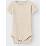 Korte Mouwen Romper - Zacht Jersey - O-hals - Drukknoopsluiting - Kantdetail