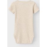 Korte Mouwen Romper - Zacht Jersey - O-hals - Drukknoopsluiting - Kantdetail