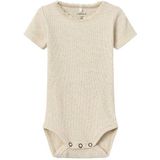 Korte Mouwen Romper - Zacht Jersey - O-hals - Drukknoopsluiting - Kantdetail