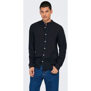 Slim Fit Leinenhemd mit Stehkragen Modell 'CAIDEN'