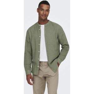 Slim Fit Leinenhemd mit Stehkragen Modell 'CAIDEN'