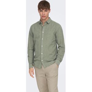 ONLY & SONS - Slim Fit Hemd - Groen - Katoen en Linnen