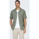 Only & Sons - Onscaiden Ss Solid Resort Herenhemd - Swamp - Linnen