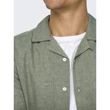 Only & Sons - Onscaiden Ss Solid Resort Herenhemd - Swamp - Linnen