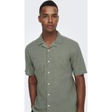 Only & Sons - Onscaiden Ss Solid Resort Herenhemd - Swamp - Linnen