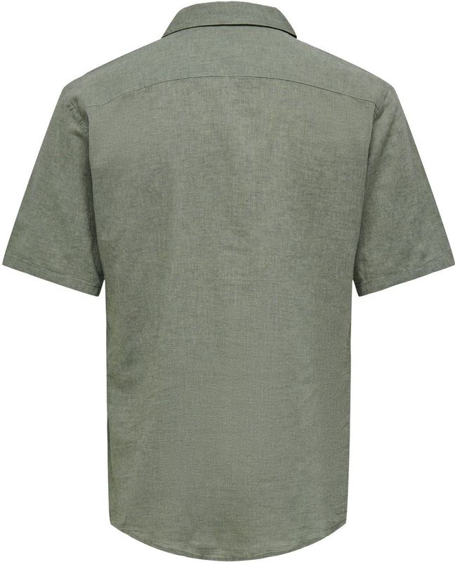Only & Sons - Onscaiden Ss Solid Resort Herenhemd - Swamp - Linnen