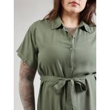 Blousejurk - Lange Jurk - Regular Fit - Korte Mouwen - Met Riem in de Taille