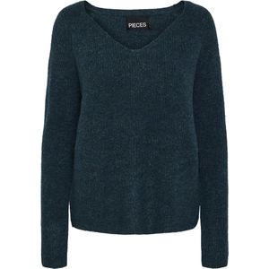 Pieces - Pcellen Ls V-Neck Knit Noos Trui - Reflecterende Vijver - Gerecycled Polyester