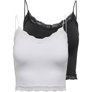 Only Top ONLVICKY LACE SEAML - Zwart en Wit - 2-Delige Set