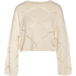 Noisy May Sweatshirts - NMJUNE L/S O-NECK CROP KNIT NOOS - M - voor Vrouwen - gebroken wit