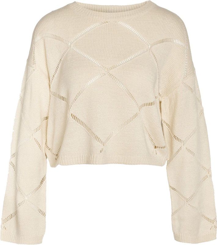 Pullover - Gebreid - O-hals - Ballonmouwen - Cropped Fit