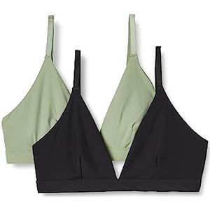 VERO MODA Vmdikte 2 stuks bikinitop voor dames, zwart/reseda