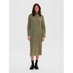 Selected - Maline - Gebreide Jurk - Maxi Lengte - Lange Mouw - Hoge Hals