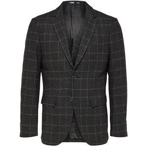 SELECTED HOMME Herenblazer met één rij, geruit, grijs, 48