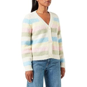 PIECES PCNATASHA LS Knit Cardigan NOOS BC, Birch/Stripes: airy Blue-flan-rose shadow-swamp, M
