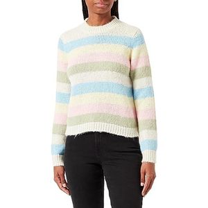 PIECES Dames Pcnatasha Ls O-hals Knit Noos Bc Pullover, Birch/Stripes: airy Blue-flan-rose shadow-swamp, M