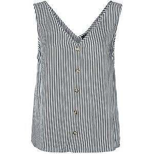 VERO MODA Dames VMBUMPY SL WVN NOOS Top, Snow White/Stripes: India Ink, S, Sneeuwwit/strepen: india inkt, S