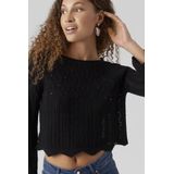 Vmginger - Pullover - Gebreid - Korte Mouwen - Boothals - Zwart