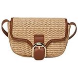 PIECES Dames Pcluna Straw Cross Body Bag, Natuur/detail: cognac