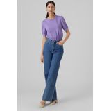 T-shirt - O-hals - 2/4 Mouwen - Volumineuze Mouwen - Regular Fit