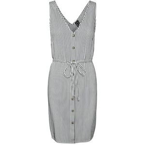 Vero Moda Vmbumpy SL Wvn Noos dames korte jurk, sneeuwwit/strepen: Indiase inkt, XS, Sneeuwwit/strepen: Indiase inkt