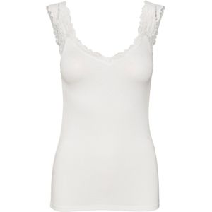 Vero Moda - Tanktop - Wit - Viscose - Mouwloos met Kanten Rand