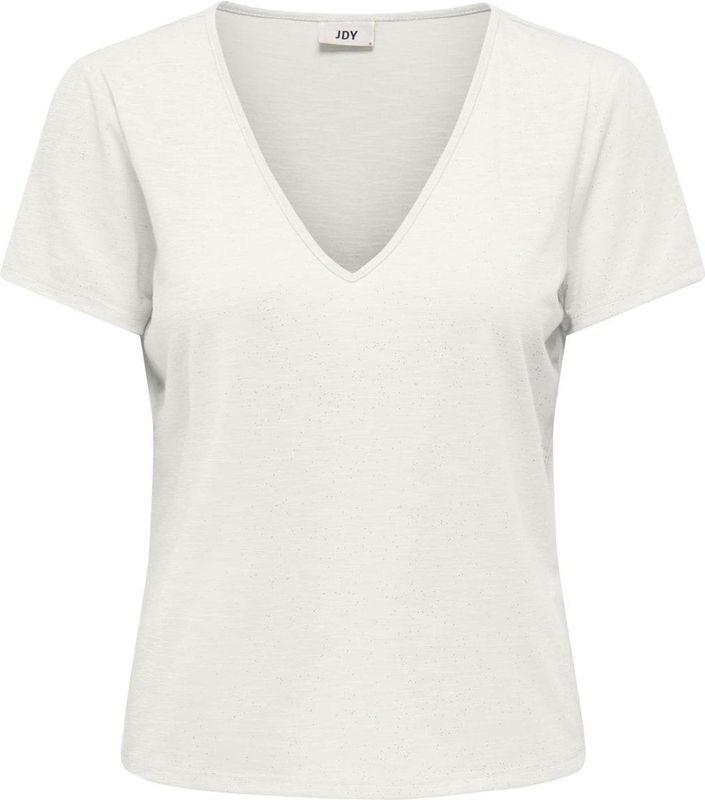 Jacqueline de Yong - T-shirt - Glitter Detail - V Hals - Korte Mouwen - Polyester Mix