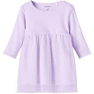 Name It Nbfhinny LS Jurk voor meisjes, Double Cream, 74 cm
