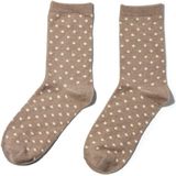 Pieces - Dots - Dames Sokken 1-Pack - Beige/Wit - Onesize