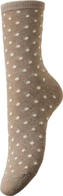 Pieces - Dots - Dames Sokken 1-Pack - Beige/Wit - Onesize