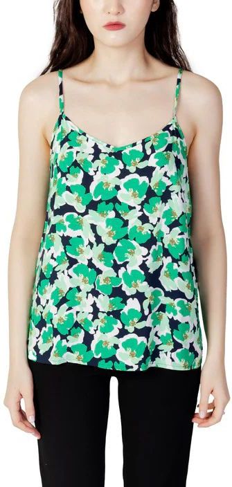 Jacqueline de Yong - V-hals Mouwloze Top - Groen - Katoen