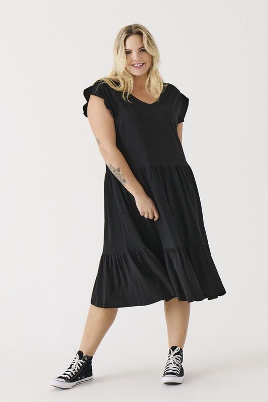 ONLY CARMAKOMA - CARMAY LIFE CAP - A-lijn Jurk - Katoen - Korte Mouwen - V-hals