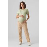 MAMALICIOUS Regular Fit Broek MLBEACH met Linnen Ecru