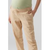 MAMALICIOUS Regular Fit Broek MLBEACH met Linnen Ecru