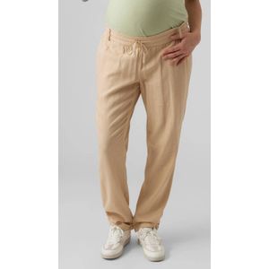 MAMALICIOUS Regular Fit Broek MLBEACH met Linnen Ecru
