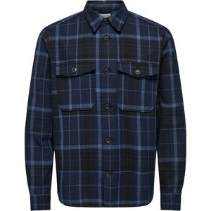 Only & Sons - Overhemd - Blauw - Katoen - Lange Mouwen