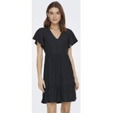 ONLY - ONLSANDRA V-NECK DRESS - Dames - Maxi Jurk - Zwart - Katoen