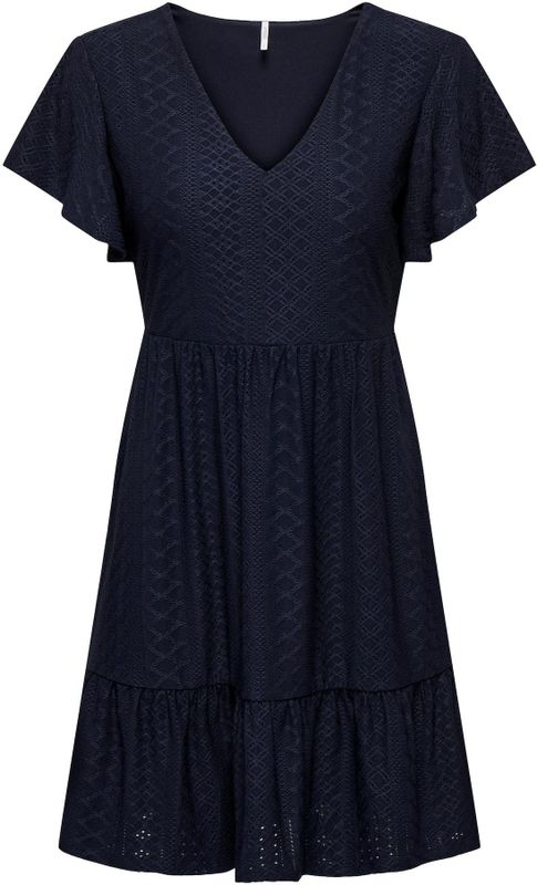 ONLY - ONLSANDRA V-NECK DRESS - Dames - Maxi Jurk - Zwart - Katoen