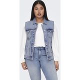 ONLY CARMAKOMA Gilet Light Blue Denim met Knoopsluiting