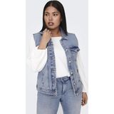 ONLY CARMAKOMA Gilet Light Blue Denim met Knoopsluiting