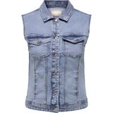 ONLY CARMAKOMA Gilet Light Blue Denim met Knoopsluiting