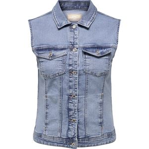 ONLY CARMAKOMA Gilet Light Blue Denim met Knoopsluiting