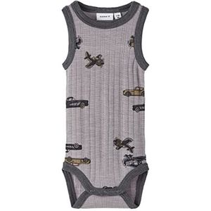 NAME IT Nbmwang Wool Needle Tank Bodysuit voor baby's, jongens, XXIII, Zilverkleurige aop